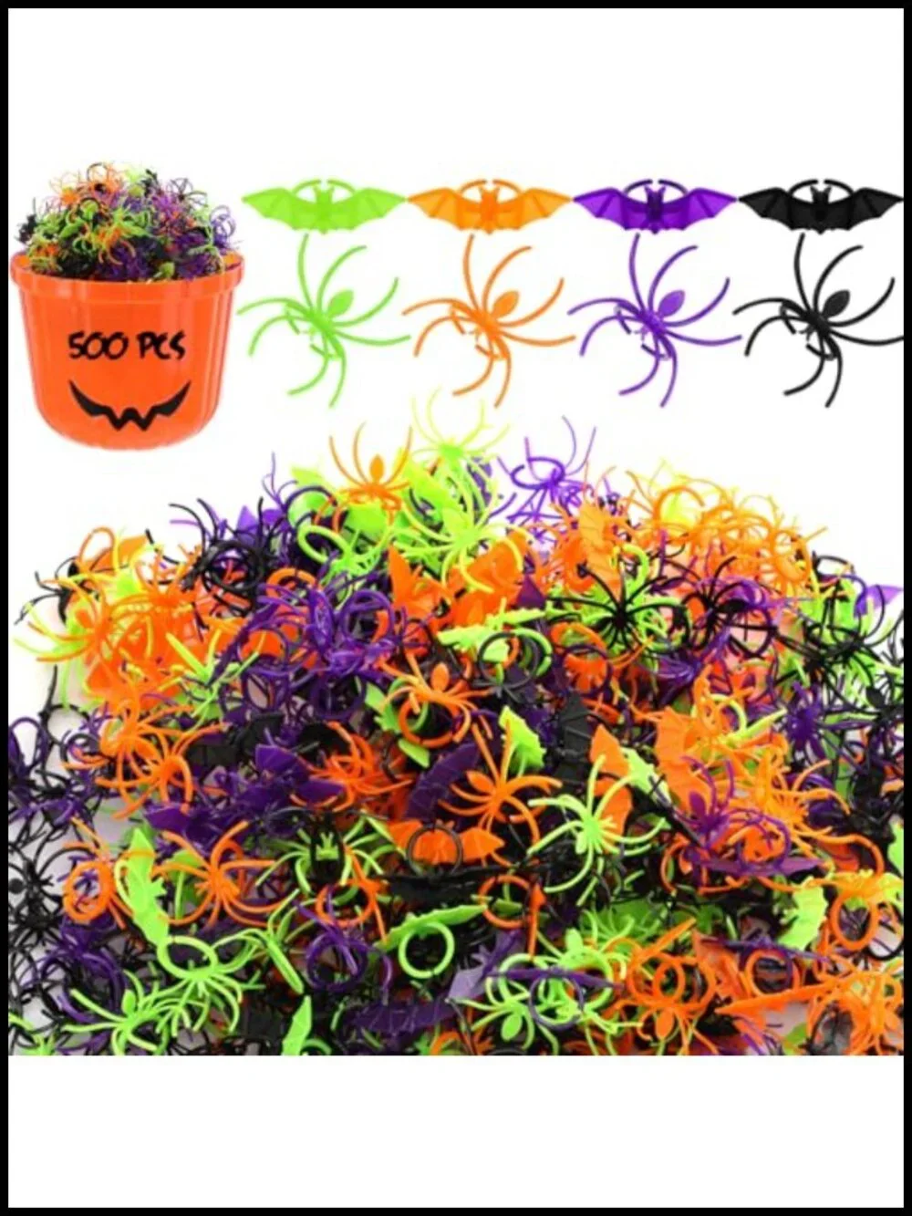500 Pcs Spider Bat Rings Halloween Party Favors Bulk Plastic Goodie Bag Fillers